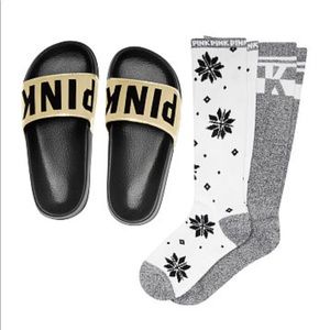 Victoria’s Secret PINK Slides and Socks Gift Set